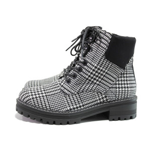 Черни дамски боти, текстилна материя - всекидневни обувки за есента и зимата N 100014481