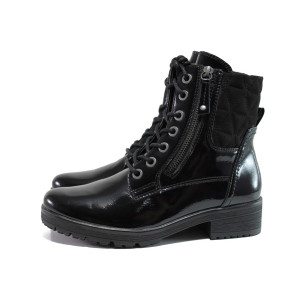 Черни дамски боти, еко-кожа и велурена кожа - всекидневни обувки за есента и зимата N 100014480