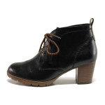 Черни дамски боти, здрава еко-кожа - всекидневни обувки за есента и зимата N 100014482