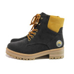 Черни дамски боти, качествен еко-велур - ежедневни обувки за есента и зимата N 100014510