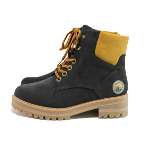 Черни дамски боти, качествен еко-велур - ежедневни обувки за есента и зимата N 100014510