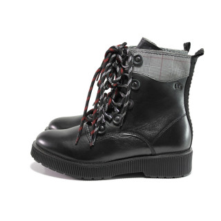 Черни дамски боти, естествена кожа - ежедневни обувки за есента и зимата N 100014511