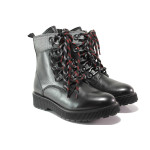 Черни дамски боти, естествена кожа - ежедневни обувки за есента и зимата N 100014511