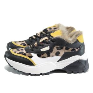 Черни спортни дамски обувки, еко-кожа и текстилна материя - спортни обувки за есента и зимата N 100014648