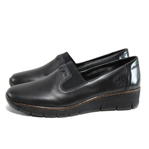 Черни дамски обувки с равна подметка, естествена кожа - ежедневни обувки за есента и зимата N 100014643