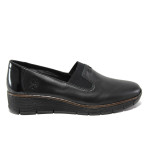 Черни дамски обувки с равна подметка, естествена кожа - ежедневни обувки за есента и зимата N 100014643