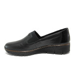 Черни дамски обувки с равна подметка, естествена кожа - ежедневни обувки за есента и зимата N 100014643