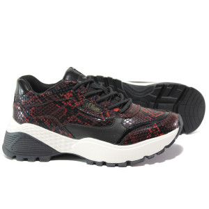 Черни спортни дамски обувки, здрава еко-кожа - спортни обувки за есента и зимата N 100014647