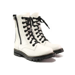 Бели дамски боти, естествена кожа - ежедневни обувки за есента и зимата N 100014637
