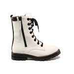 Бели дамски боти, естествена кожа - ежедневни обувки за есента и зимата N 100014637