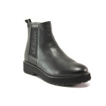 Черни дамски боти, естествена кожа - ежедневни обувки за есента и зимата N 100014636
