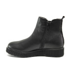 Черни дамски боти, естествена кожа - ежедневни обувки за есента и зимата N 100014636