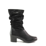 Черни дамски боти, естествена кожа и естествена велурена кожа - ежедневни обувки за есента и зимата N 100014640