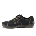 Черни дамски обувки с равна подметка, здрава еко-кожа - ежедневни обувки за есента и зимата N 100014645