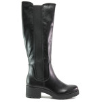 Черни дамски ботуши, здрава еко-кожа - ежедневни обувки за есента и зимата N 100014641