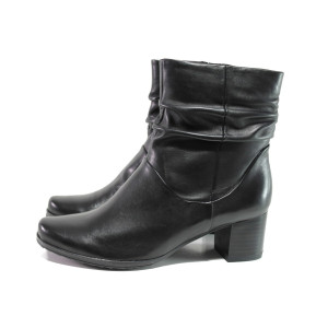 Черни дамски боти, естествена кожа - ежедневни обувки за есента и зимата N 100014664
