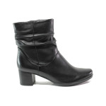 Черни дамски боти, естествена кожа - ежедневни обувки за есента и зимата N 100014664