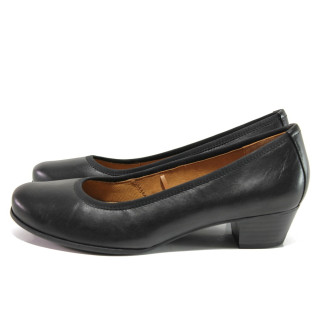Черни дамски обувки със среден ток, естествена кожа - ежедневни обувки за целогодишно ползване N 100014659