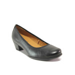 Черни дамски обувки със среден ток, естествена кожа - ежедневни обувки за целогодишно ползване N 100014659