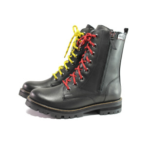 Черни дамски боти, естествена кожа - ежедневни обувки за есента и зимата N 100014662