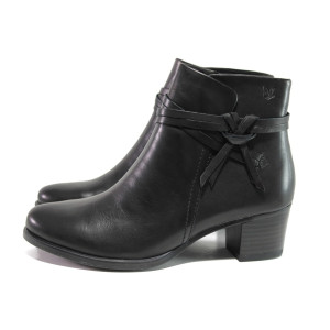 Черни дамски боти, естествена кожа - ежедневни обувки за есента и зимата N 100014665