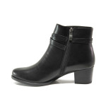Черни дамски боти, естествена кожа - ежедневни обувки за есента и зимата N 100014665