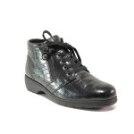 Черни дамски боти, лачена естествена кожа - ежедневни обувки за есента и зимата N 100014663