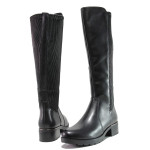 Черни дамски ботуши, естествена кожа - ежедневни обувки за есента и зимата N 100014667