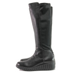 Черни дамски ботуши, естествена кожа - ежедневни обувки за есента и зимата N 100014668