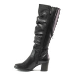 Черни дамски ботуши, естествена кожа - ежедневни обувки за есента и зимата N 100014666