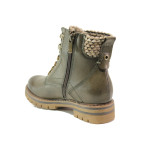 Зелени дамски боти, здрава еко-кожа - ежедневни обувки за есента и зимата N 100014671