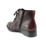 Винени дамски боти, естествена кожа - ежедневни обувки за есента и зимата N 100014672