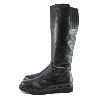 Черни дамски ботуши, естествена кожа - ежедневни обувки за есента и зимата N 100014678