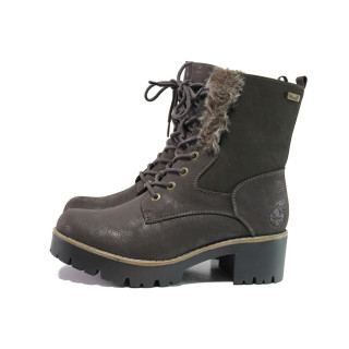 Кафяви дамски боти, здрава еко-кожа - ежедневни обувки за есента и зимата N 100014686