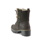 Кафяви дамски боти, здрава еко-кожа - ежедневни обувки за есента и зимата N 100014686