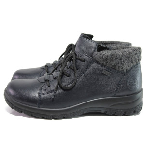 Тъмносини дамски боти, естествена кожа - ежедневни обувки за есента и зимата N 100014739