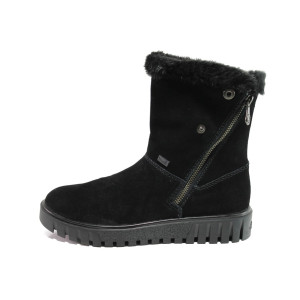 Черни дамски боти, естествен велур - ежедневни обувки за есента и зимата N 100014760