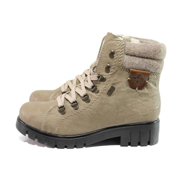 Бежови дамски боти, здрава еко-кожа - ежедневни обувки за есента и зимата N 100014761