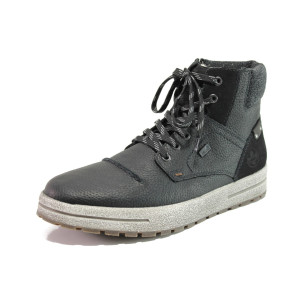 Черни мъжки боти, естествена кожа и текстилна материя - ежедневни обувки за есента и зимата N 100014767