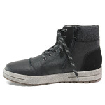 Черни мъжки боти, естествена кожа и текстилна материя - ежедневни обувки за есента и зимата N 100014767