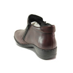 Винени дамски боти, естествена кожа - ежедневни обувки за есента и зимата N 100014765