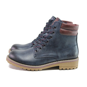 Тъмносини дамски боти, здрава еко-кожа - ежедневни обувки за есента и зимата N 100014770