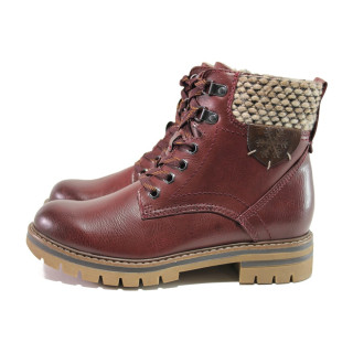 Винени дамски боти, здрава еко-кожа - ежедневни обувки за есента и зимата N 100014772