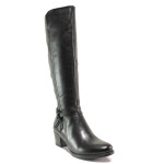 Черни дамски ботуши, естествена кожа - ежедневни обувки за есента и зимата N 100014774