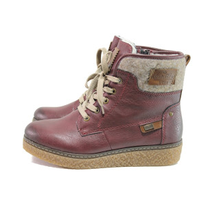 Винени дамски боти, здрава еко-кожа - ежедневни обувки за есента и зимата N 100014776