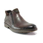 Кафяви мъжки боти, естествена кожа - ежедневни обувки за есента и зимата N 100014783