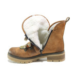 Кафяви дамски боти, здрава еко-кожа - ежедневни обувки за есента и зимата N 100014782