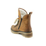 Кафяви дамски боти, здрава еко-кожа - ежедневни обувки за есента и зимата N 100014782