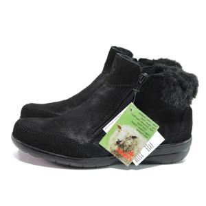 Черни дамски боти, естествен набук - ежедневни обувки за есента и зимата N 100014848