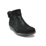 Черни дамски боти, естествен набук - ежедневни обувки за есента и зимата N 100014848